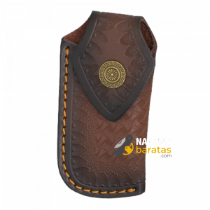 Funda Navaja BARBARIC Grabada Cuero Marrón 39788-MA