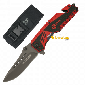 Navaja Táctica K25 Attraction 2 G10 Rojo Negro Titanium Coated 19442